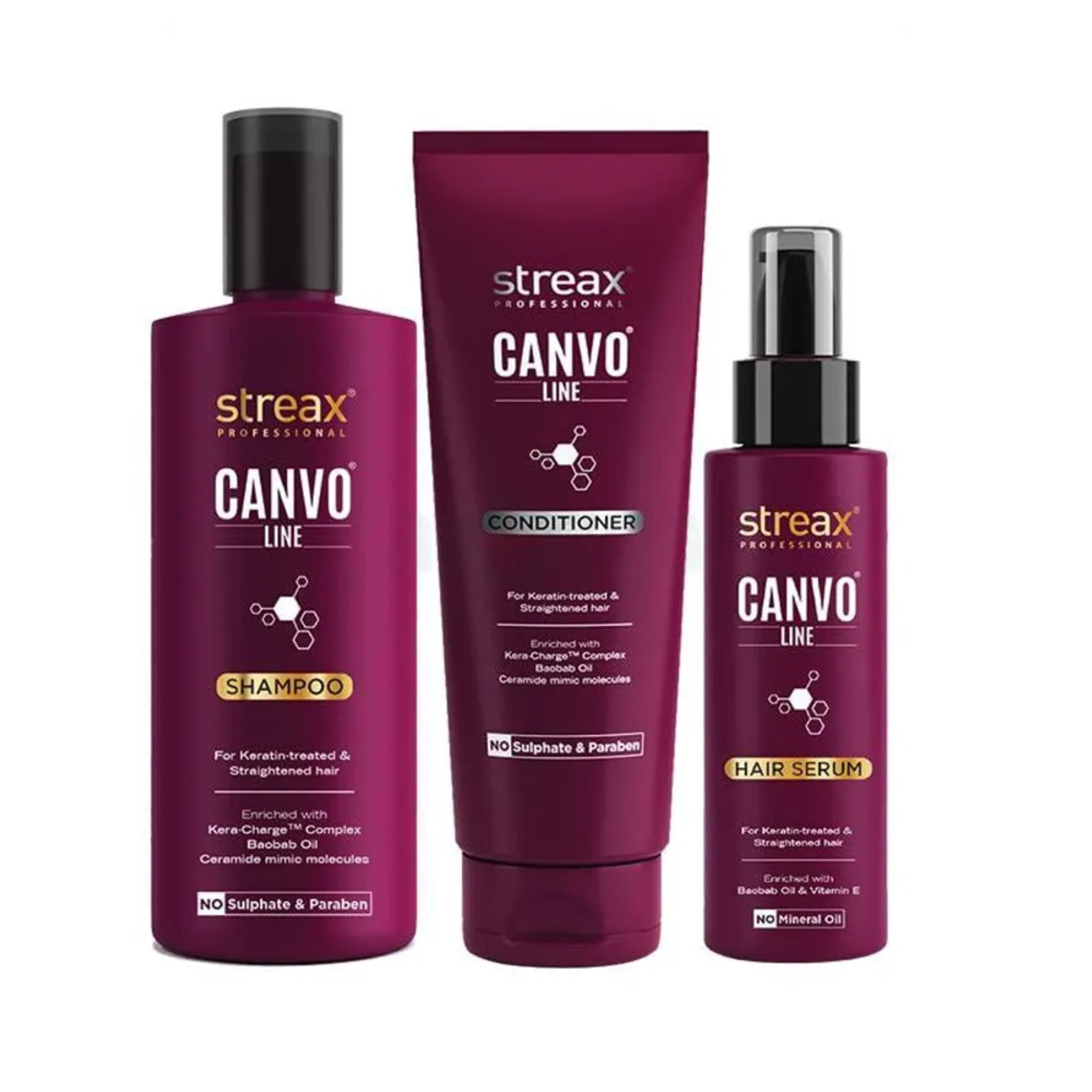 Streax Professional Canvo Line Shampoo Keratin-Treated & Straightened Hair 240g - Image 3